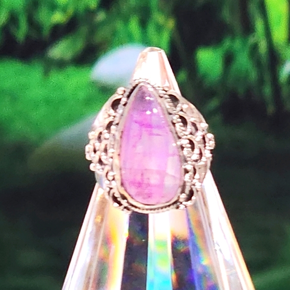 Jewelry - On Hold Custom Made Rainbow Moonstone Solid Sterling Gemstone Ring- Sz 6½